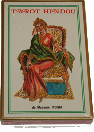 Représentation de Madame Indira sur un jeu de tarot persan
